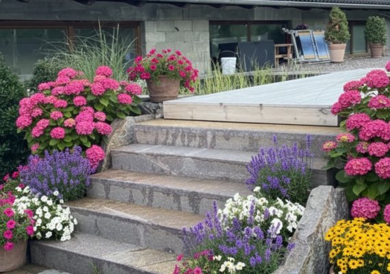 Trittfläche bruchrau Vorderseite geflammt