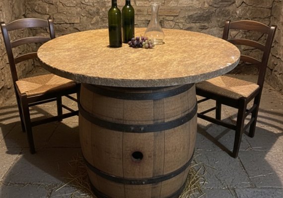 Tischplatte rund naturrau