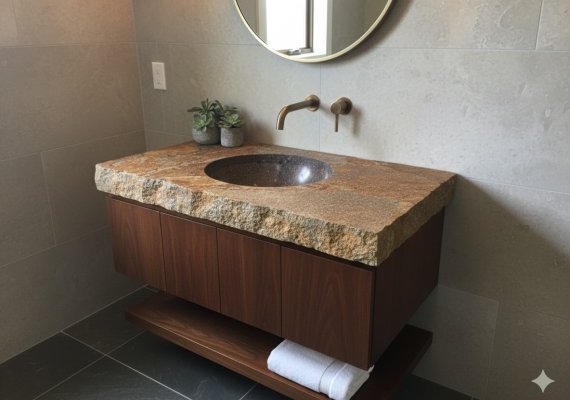 Waschtisch mit ausgefrästem Becken